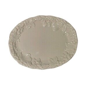Vintage Himark Orchard Collectible Ceramic 18X14 Oval Serving Tray White Raised